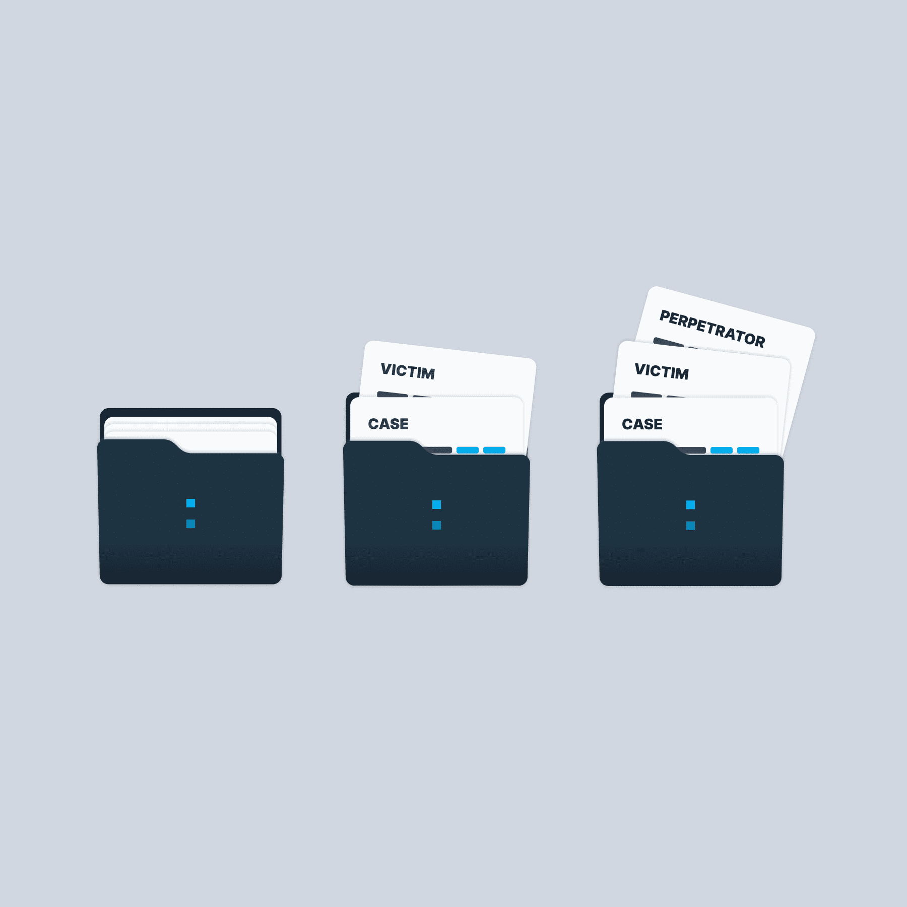 Folder illustration and animation sequence for Uwazi