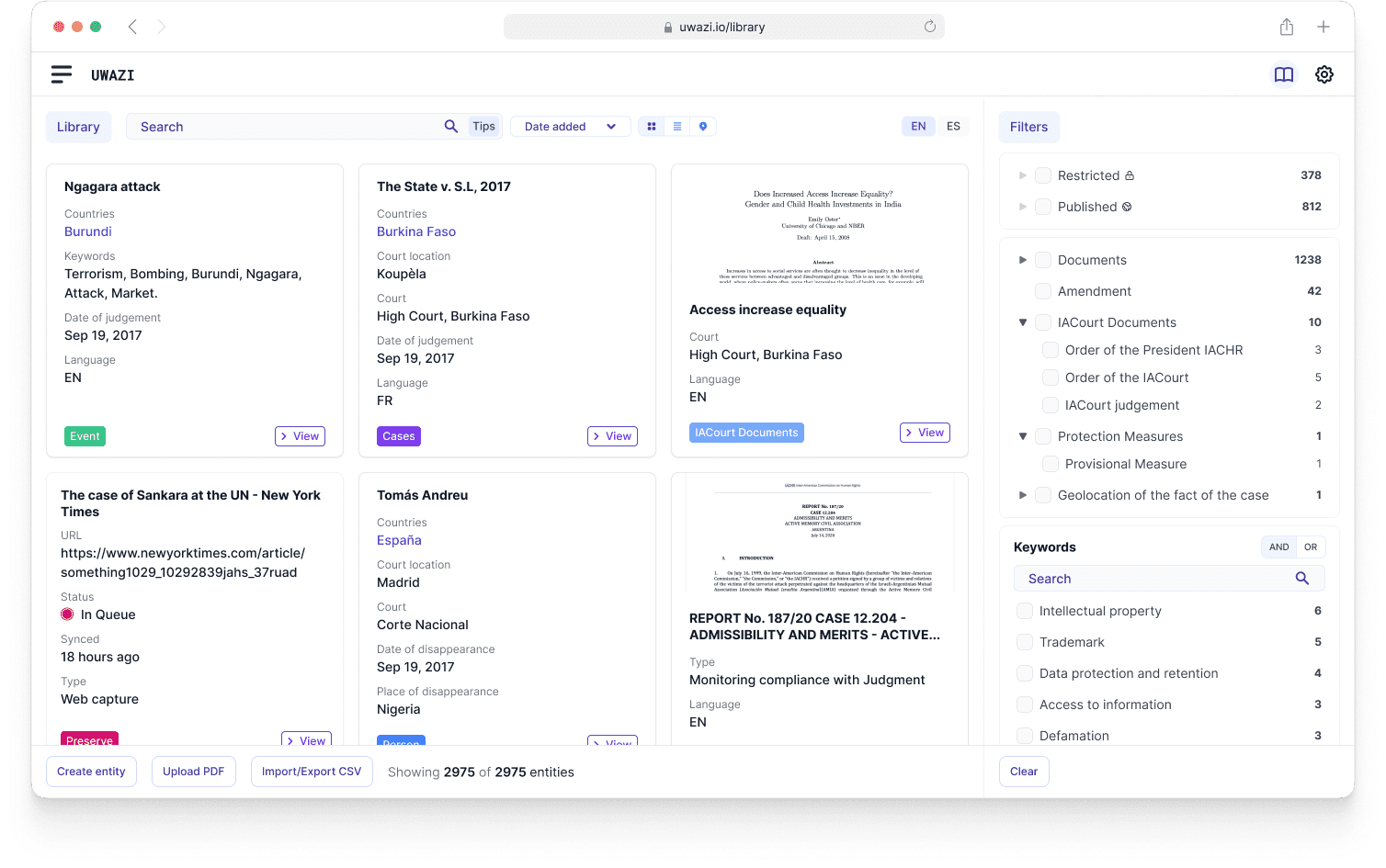 New library cards UI with improved information hierarchy