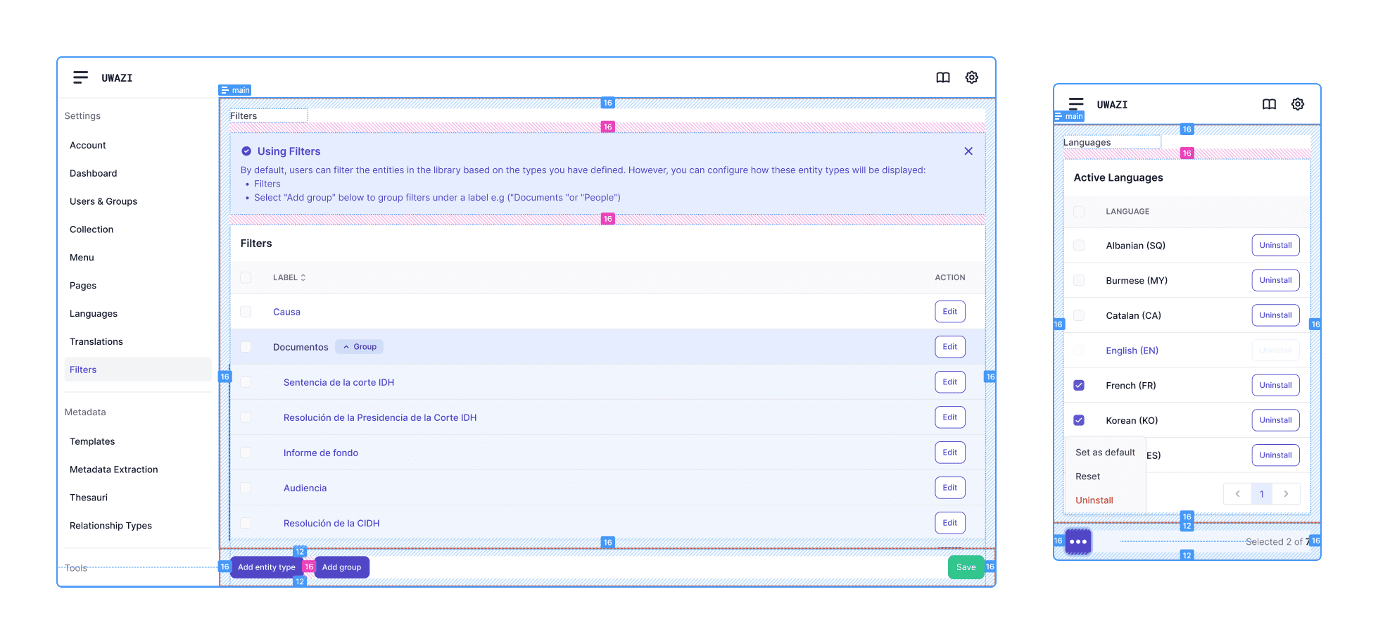 New table based UI with spacing
handover markers - desktop & mobile