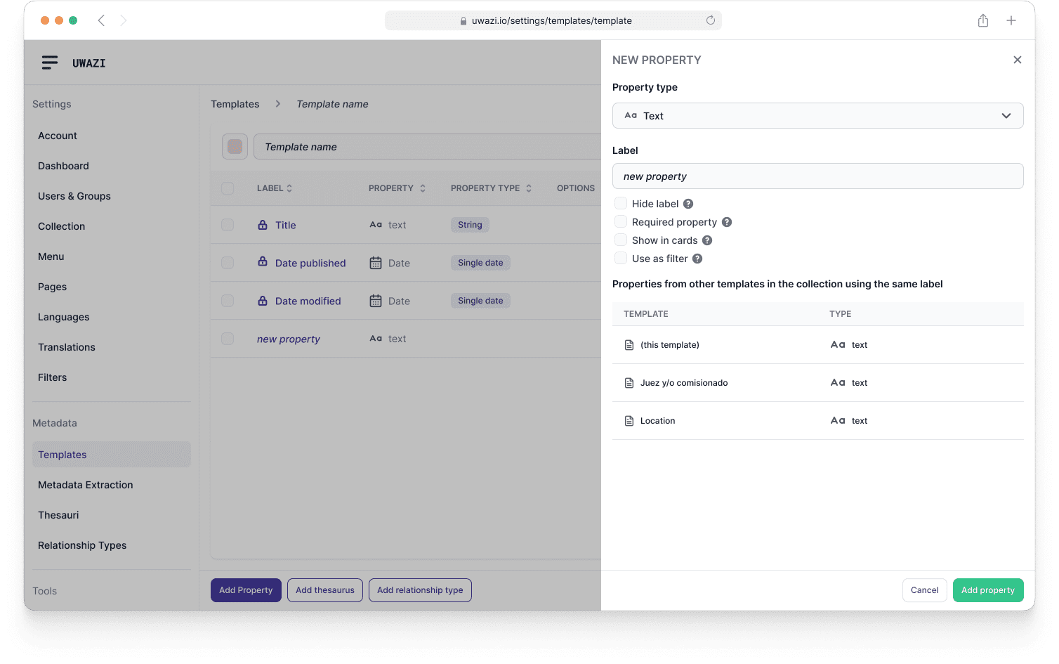 New templates drawer UI with improved navigation and actions