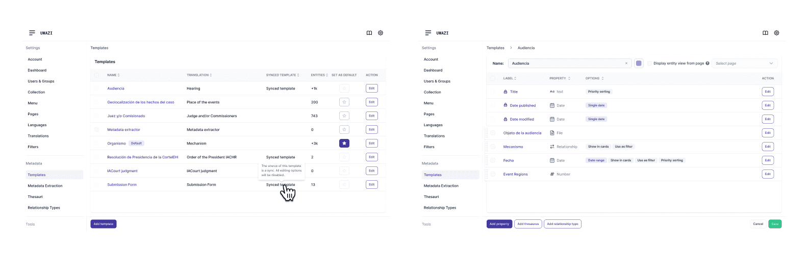 New Template list and template edit UI